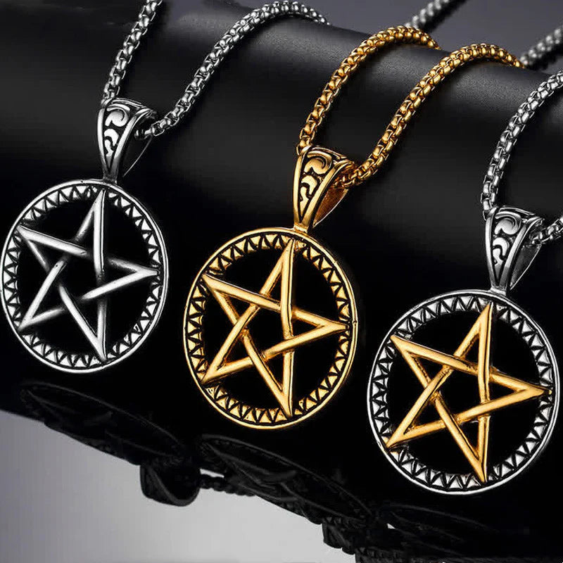Renbeads Pentagram Titanium Steel Balance Necklace Pendant