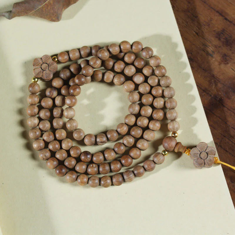 Sandalwood Plum Blossom Charm Healing Mala Bracelet