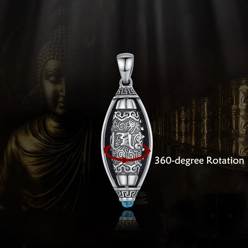 Tibet Om Mani Padme Hum Protection Rotatable Pendant Necklace