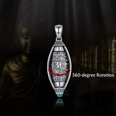 Tibet Om Mani Padme Hum Protection Rotatable Pendant Necklace