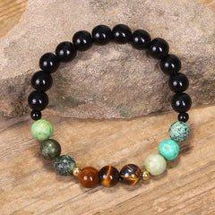 Renbeads 108 Mala Beads Natural Stone Tiger Eye Turquoise Protection Strength Bracelet Necklace