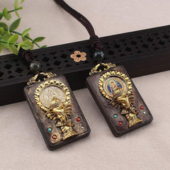 Renbeads Ebony Wood Elephant God of Fortune Buddha Blessing Necklace String Pendant
