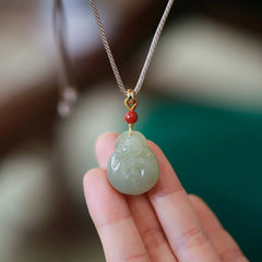 Laughing Buddha Hetian Jade Wealth Prosperity Necklace Pendant