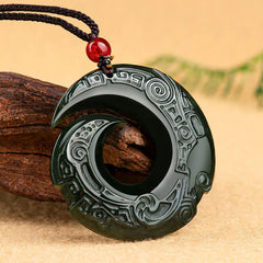 Luck-Improving Design Natural Cyan Jade Necklace Pendant