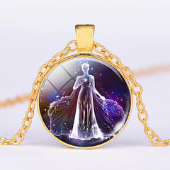 12 Zodiac Constellations Moon Starry Sky Protection Blessing Necklace Pendant