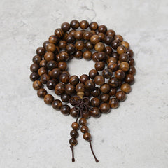 108 Mala Beads Bracelet for Prayer and Meditation, Elastic Sandalwood