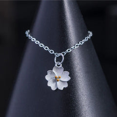 925 Sterling Silver Cherry Blossom Flower Blessing Necklace Pendant