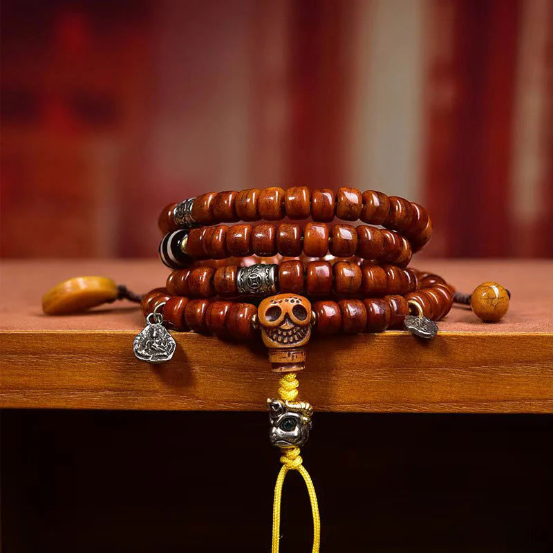 Tibet 108 Beads Yak Bone Dzi Bead Mala for Strength