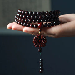 Tibetan Small Leaf Red Sandalwood Lotus Mala Balance Bracelet