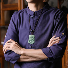 Natural Jade Chinese Zodiac Dragon Luck String Necklace Pendant