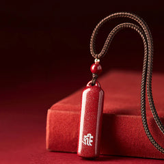 Chinese Zodiac Natal Buddha Cinnabar Amulet Necklace Pendant