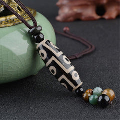 Nine Eye Dzi Bead Wealth Protection Necklace