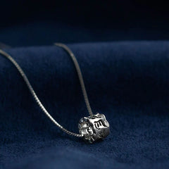 925 Sterling Silver Tibetan Mantra Engraved Love Focus Necklace Pendant