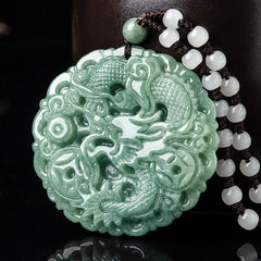Chinese Zodiac Dragon Jade Fortune Necklace Pendant