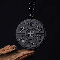 Natural Black Obsidian Spiritual Luck Necklace Pendant