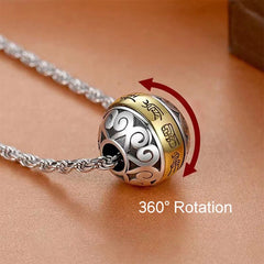 Taoist Nine Character Mantra Engraved Amulet Balance Rotatable Pendant Necklace