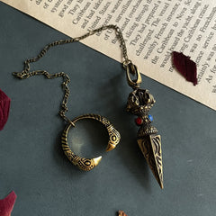 Renbeads Pentagram Eye of God Feather Hamsa Copper Healing Necklace Pendant Pendulum