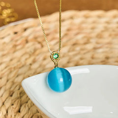 Cat's Eye Round Ball Confidence Necklace Pendant