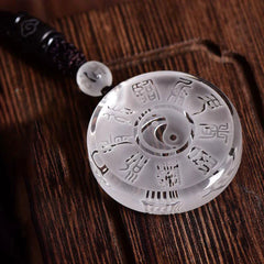 Renbeads Taoism Five Sacred Mountains Yin Yang Symbol Liuli Crystal Balance Necklace Pendant Key Chain