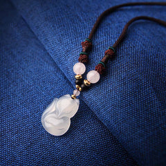 Chalcedony Fox Pink Crystal Bead Harmony String Necklace Pendant