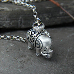 Renbeads 990 Sterling Silver Elephant Strength Necklace Pendant