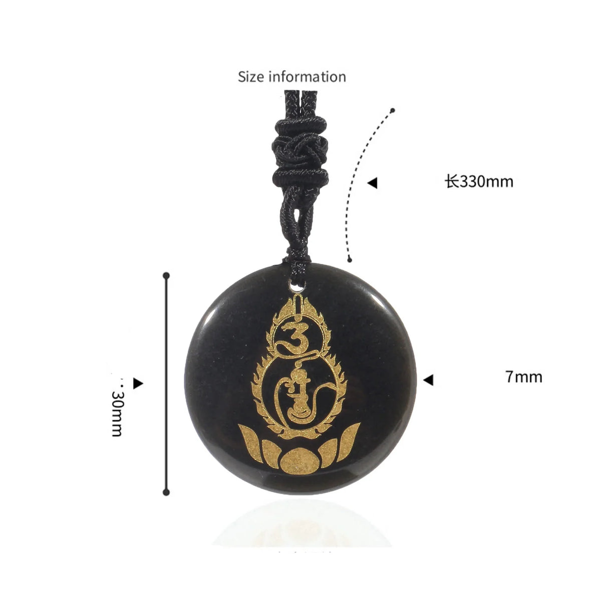 Gourd Lotus Pedestal Pattern Mantra Natural Various Crystal Black Obsidian Fulfilment Necklace Pendant
