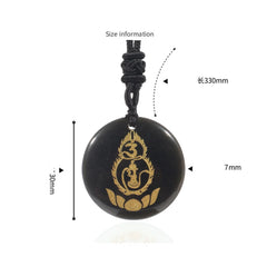 Gourd Lotus Pedestal Pattern Mantra Natural Various Crystal Black Obsidian Fulfilment Necklace Pendant