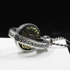 Tibetan Om Mani Padme Hum Double Dorje Vajra Rotatable Necklace Pendant for Purity and Peace