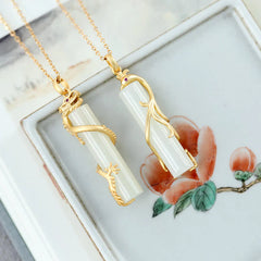 Jade Dragon Phoenix Copper Protection Necklace Pendant