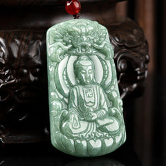 Tathagata Buddha Dragon Jade Amulet String Necklace