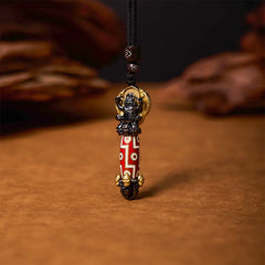 Tibet Om Mani Padme Hum Dzi Bead Skull Wisdom Necklace Pendant