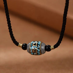 Tibet Om Mani Padme Hum Dzi Bead Pattern Rotatable Necklace Pendant