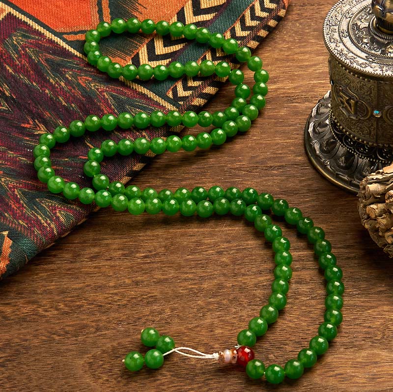 108 Mala Beads Natural Cyan Jade Luck Bracelet
