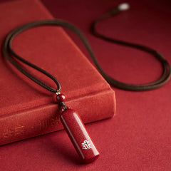 Chinese Zodiac Natal Buddha Cinnabar Amulet Necklace Pendant
