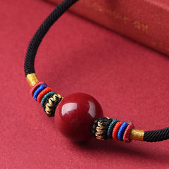 Cinnabar Lucky Bead Necklace Pendant to Ward Off Evil