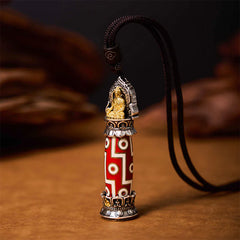 Tibetan Medicine Buddha Nine Eye Dzi Bead Protection Necklace Pendant