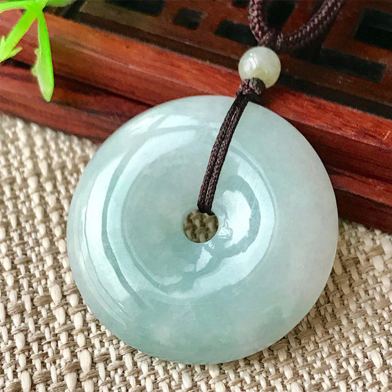 Round Jade String Luck Necklace Pendant