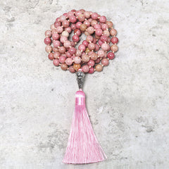 108 Mala Rhodonite Beads Yoga Meditation Prayer Beads Bracelet