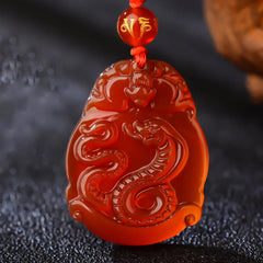 Chinese Zodiac Red Agate Calming Necklace Pendant