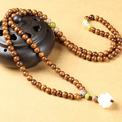Tibetan Rosewood Lotus Mala Protection Calm Necklace Bracelet