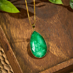 Green Jade Water Drop Pattern Necklace Pendant