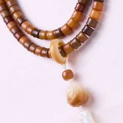 Renbeads 108 Mala Beads Bodhi Seed Buddha Hand Lotus Engraved Harmony Bracelet