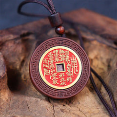 Lightning Struck Jujube Wood Yin Yang Bagua Protection Necklace Pendant