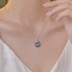 925 Sterling Silver 18K Gold Jade Peace Buckle Snake Necklace Pendant