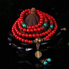 Tibetan Mala Red Turquoise Lucky Jewelry