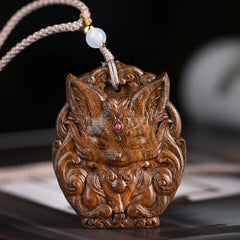 Agarwood Nine Tailed Fox Balance Necklace Pendant