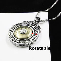 Tibetan Om Mani Padme Hum Double Dorje Vajra Rotatable Necklace Pendant for Purity and Peace