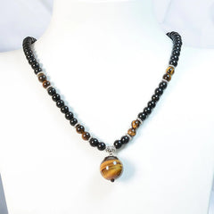 Black Obsidian Tiger Eye Strengthening Necklace Pendant