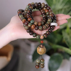 108 Mala Beads Dunhuang Color Bodhi Seed Dzi Bead Evil-Repelling Bracelet