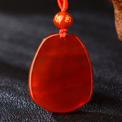 Chinese Zodiac Red Agate Calming Necklace Pendant